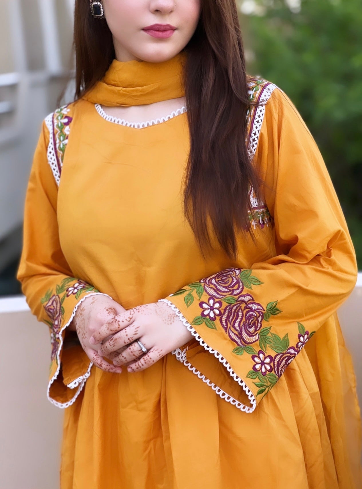 Marigold Embroidered 3pc Dress