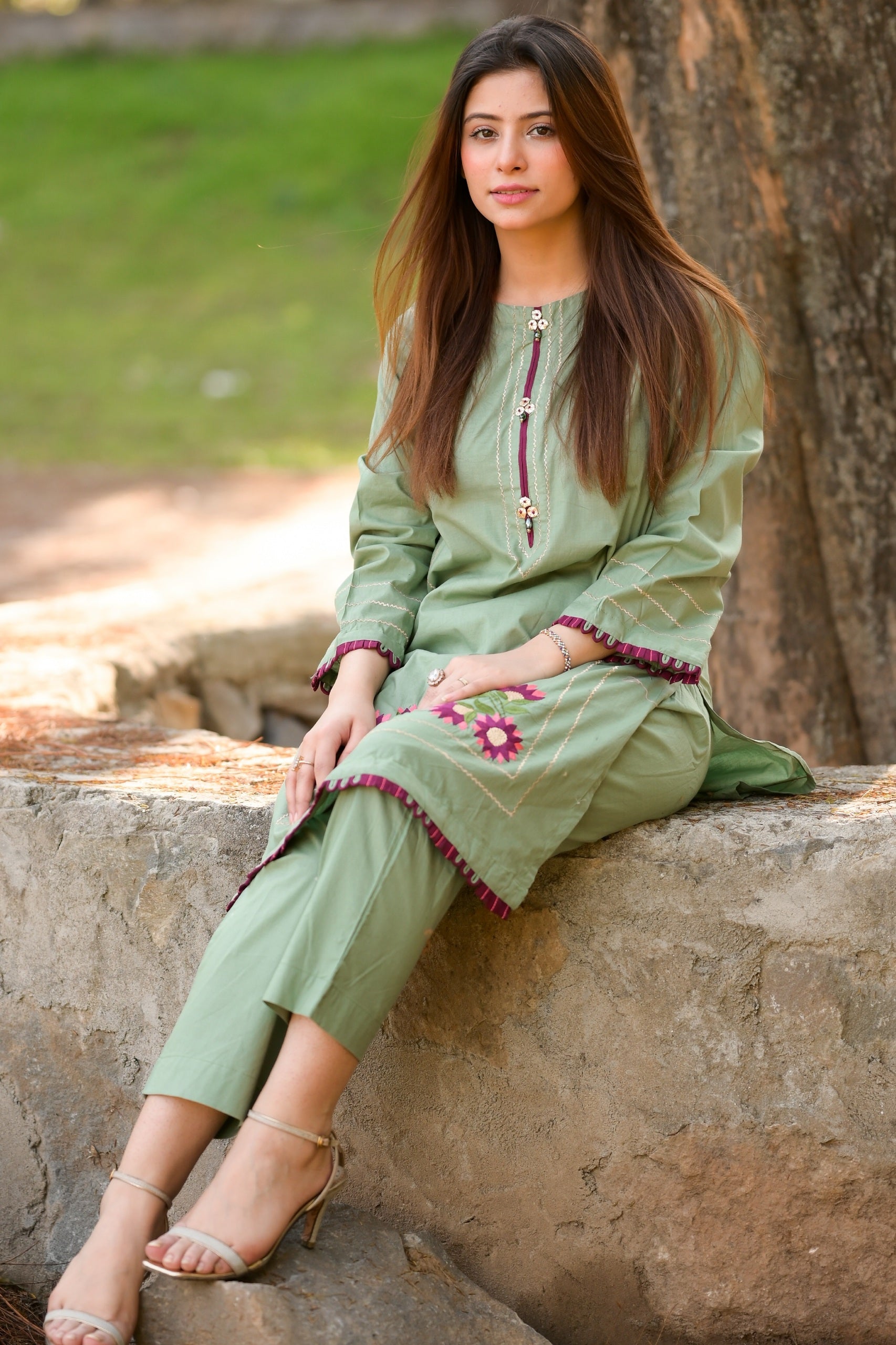 Mint Green Embroidered 2pc Dress