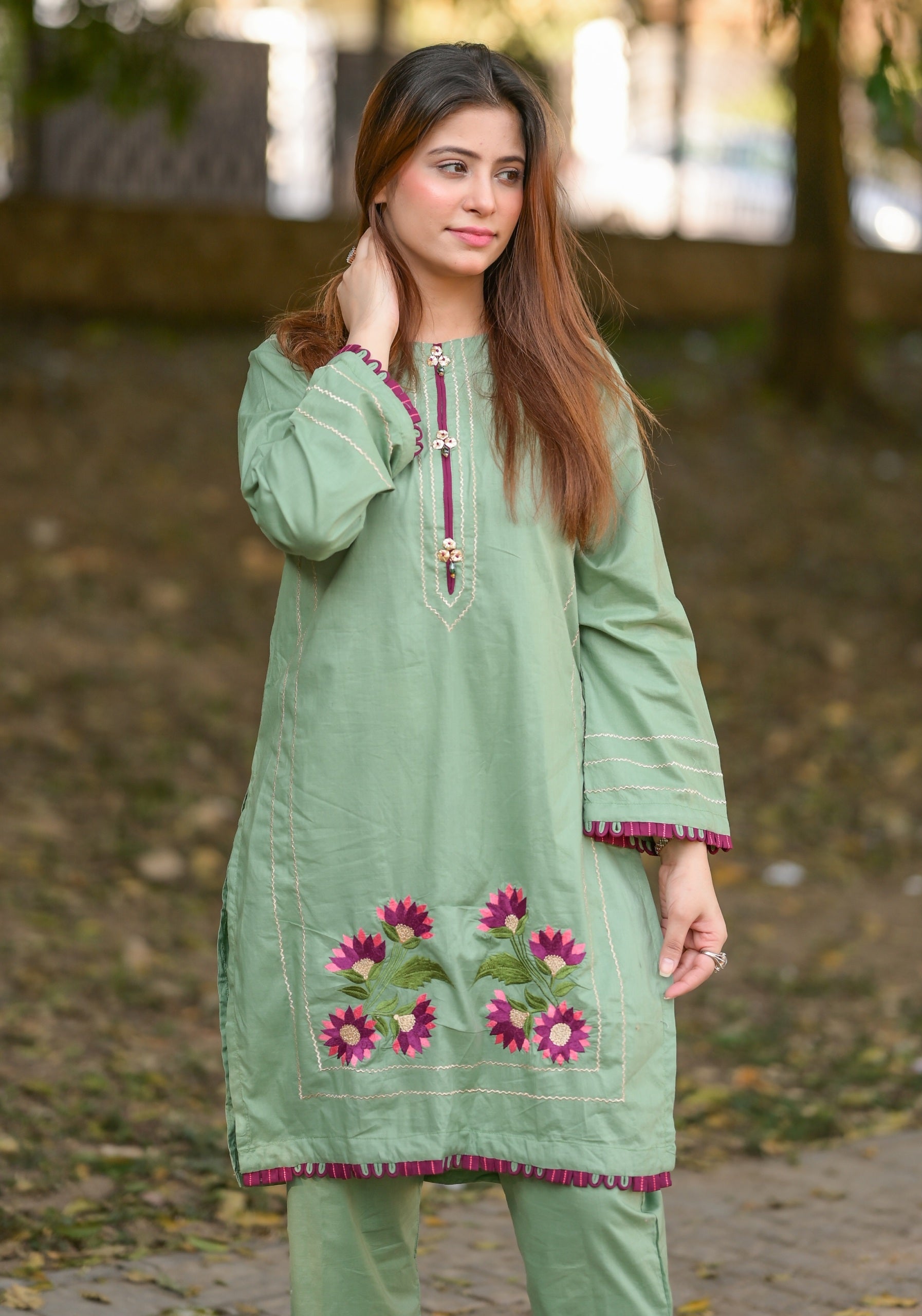 Mint Green Embroidered 2pc Dress