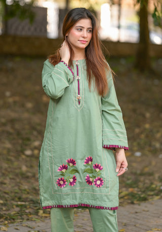 Mint Green Embroidered 2pc Dress