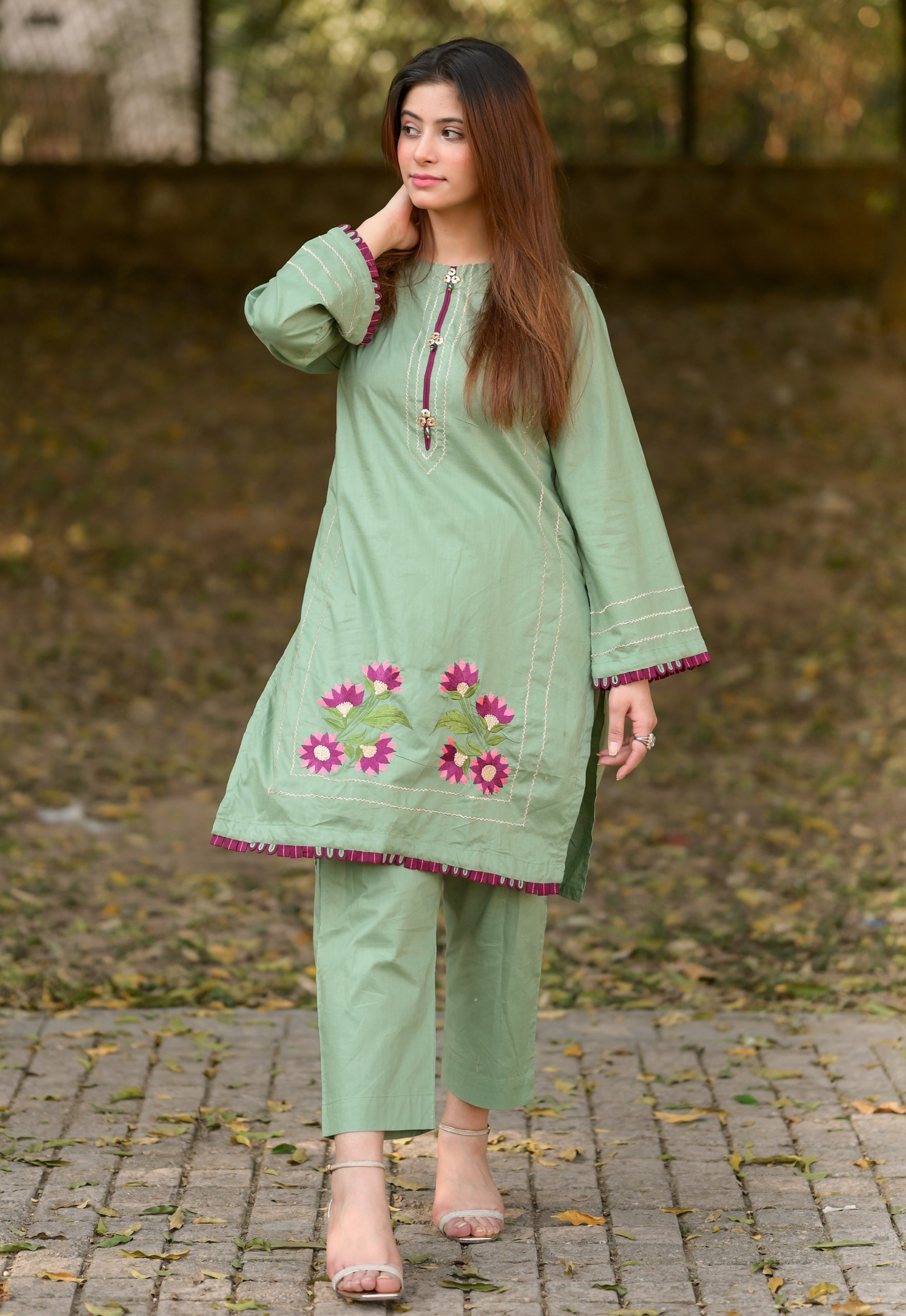 Mint Green Embroidered 2pc Dress