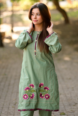 Mint Green Embroidered 2pc Dress