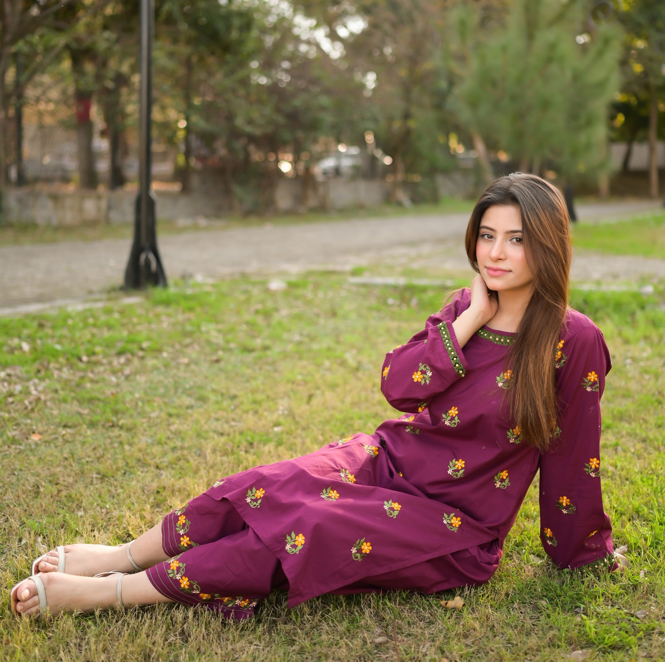 Plum Embroidered 2pc