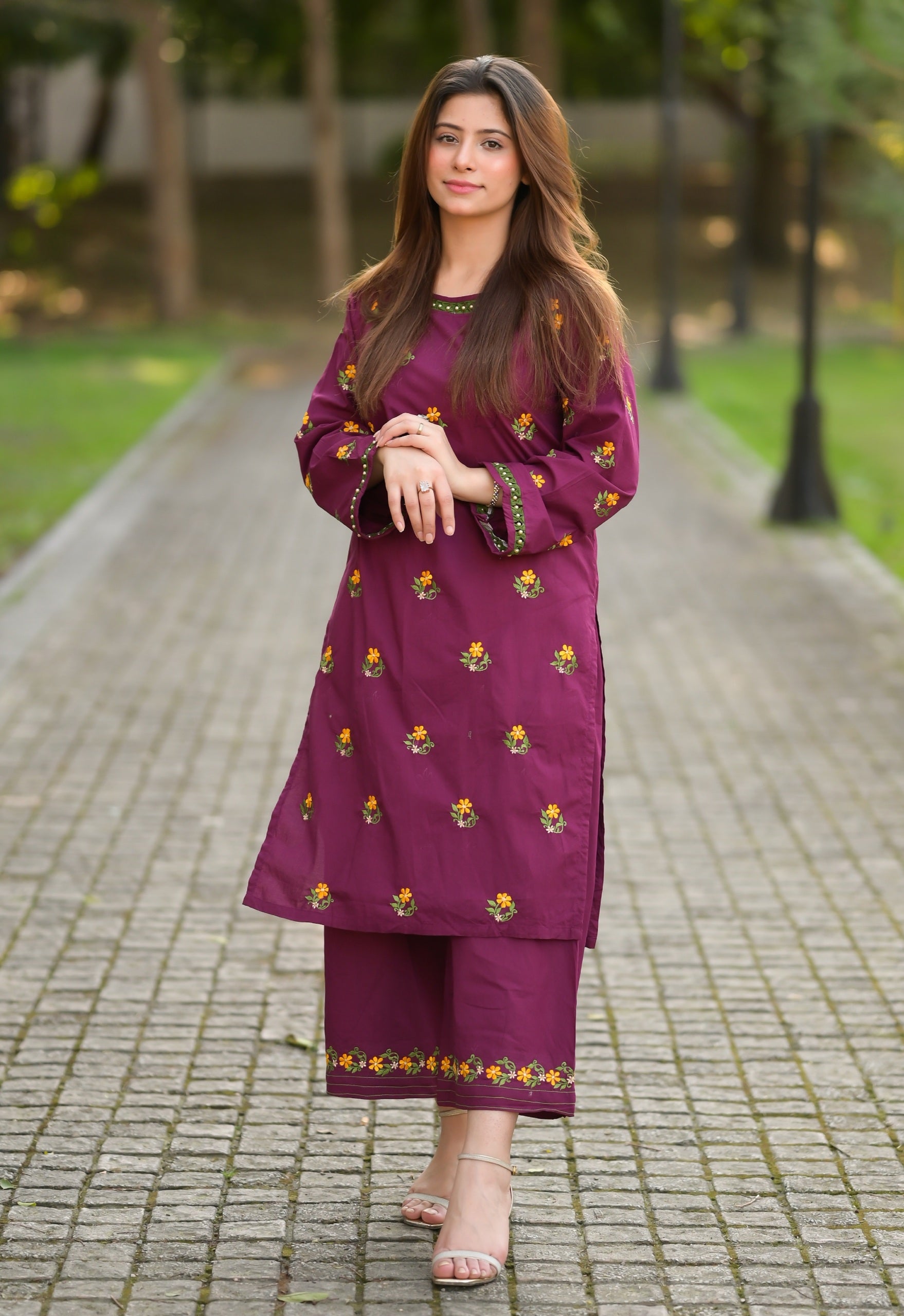 Plum Embroidered 2pc