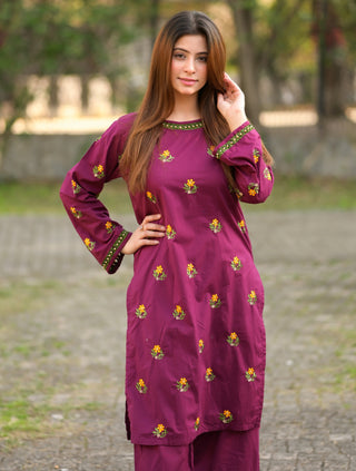 Plum Embroidered 2pc