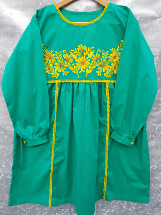 Sea Green Embroidered 2pc Frock