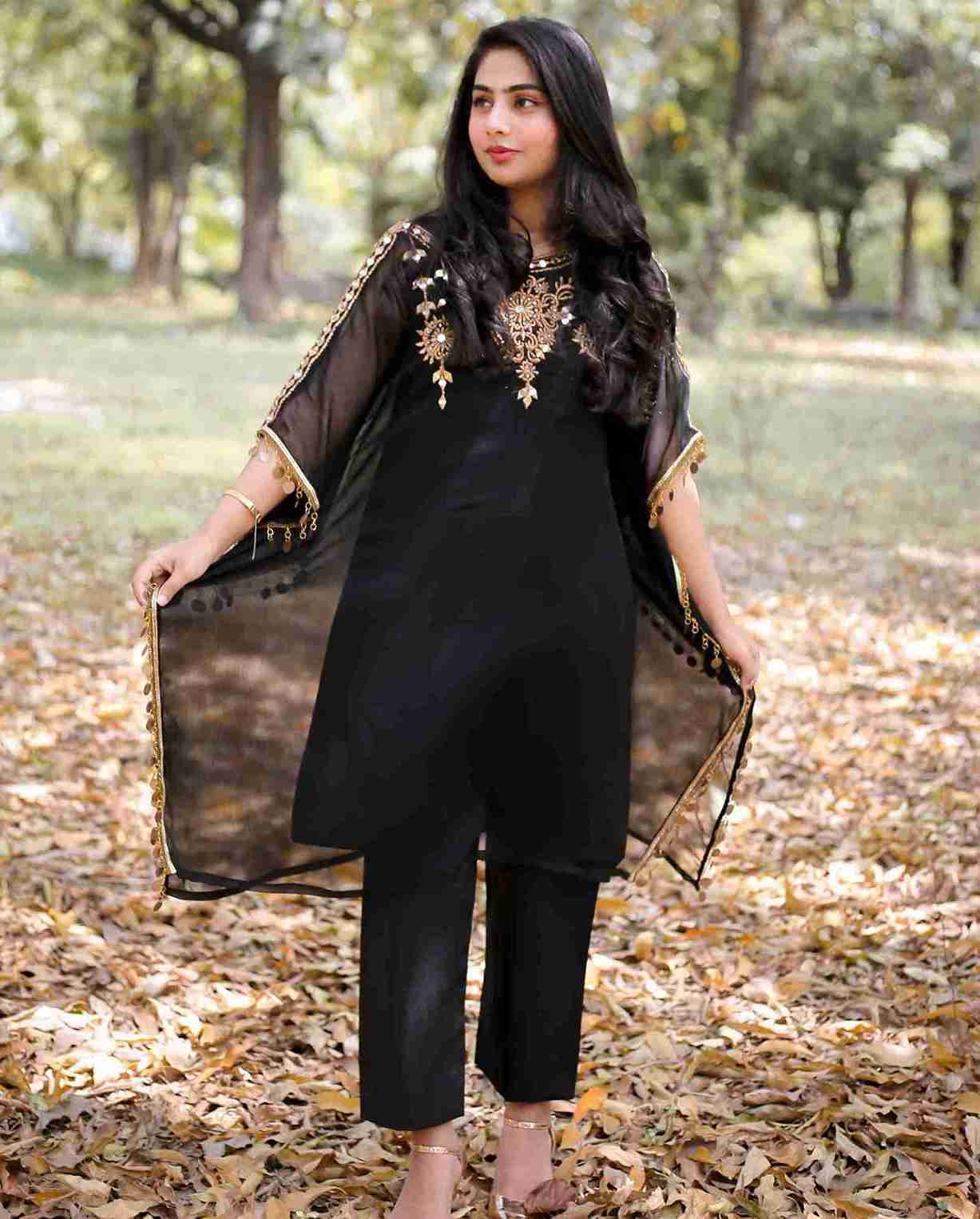 Black Chiffon Kaftaan