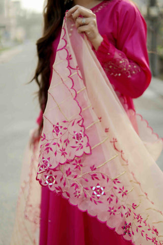 Shocking Pink Embroidered Maxi