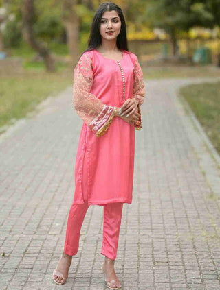 Baby Pink Festive 3pc Dress