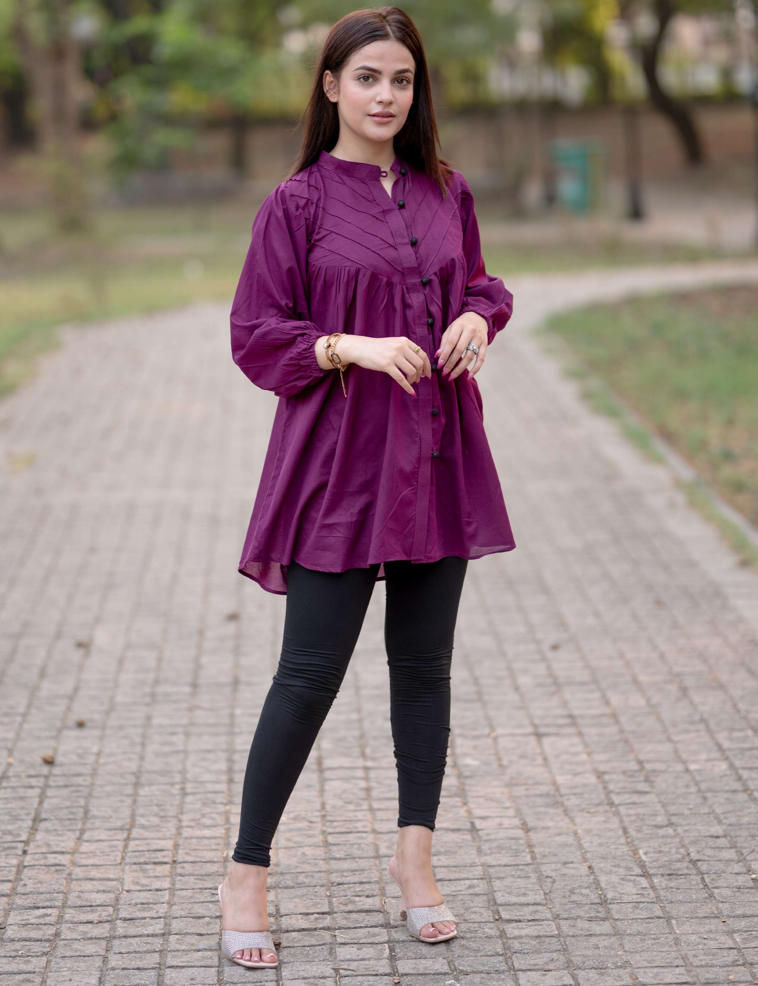 Pleated Plum Shirt