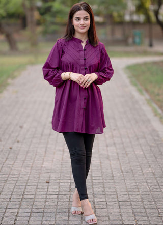 Pleated Plum Shirt