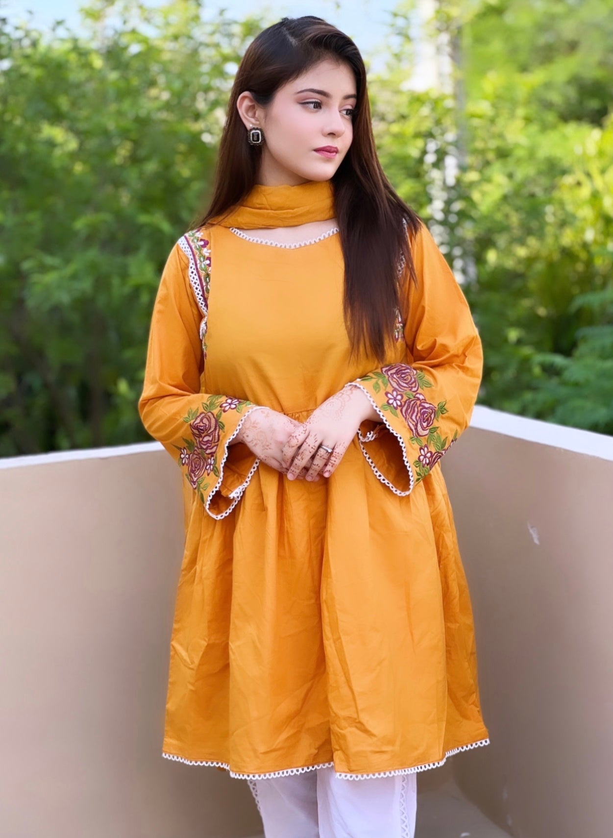 Marigold Embroidered 3pc Dress