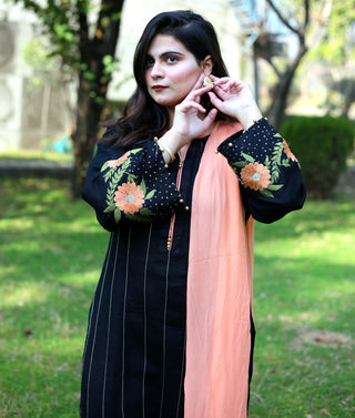 Traditional Embroidered Black 3piece