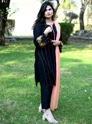 Traditional Embroidered Black 3piece