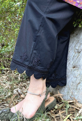 Black Embroidered Plazo