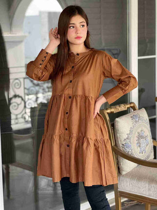 Cocoa Brown Stitched Frock