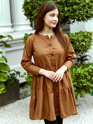 Cocoa Brown Stitched Frock