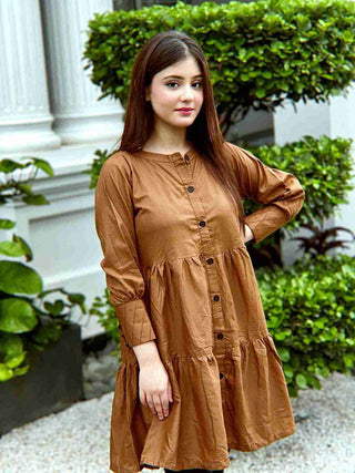 Cocoa Brown Stitched Frock