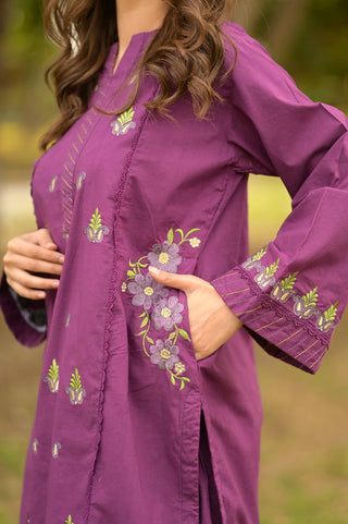 Purple Embroidered 2pc Dress