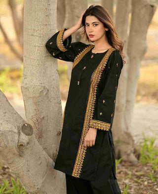 Black With Mustard Embroidery 2pc