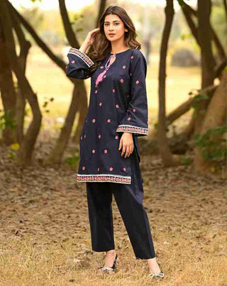 Dark Blue 2pc Embroidered Dress