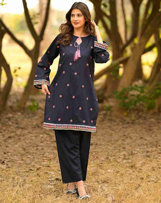 Dark Blue 2pc Embroidered Dress