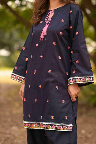 Dark Blue 2pc Embroidered Dress