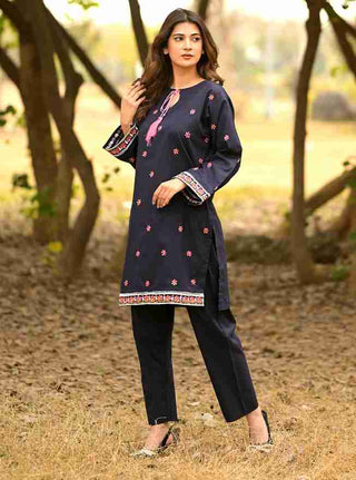 Dark Blue 2pc Embroidered Dress