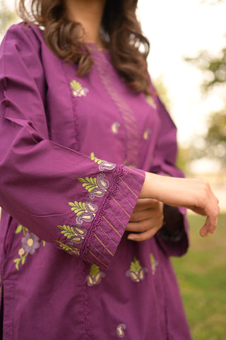 Purple Embroidered 2pc Dress